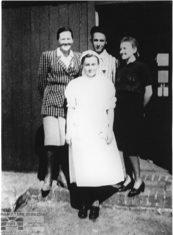 FA PT, 4335, the photo made after the liberation of KT Ravensbrück. Zdenka Nedvědová-Nejedlá  is standing  on the very left, May 1945.