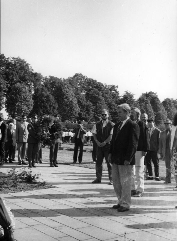 Václav Havel during a commemorative rally in Terezín on May 20, 1990