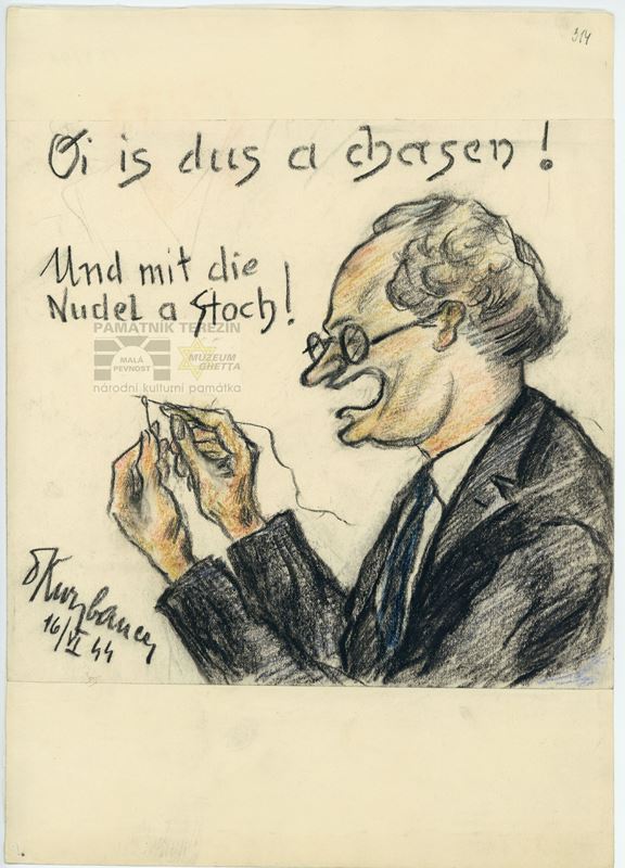 Caricature of Machiel Gobets. PT 4180, Památník Terezín, Heřmanova sbírka, © Zuzana Dvořáková